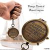 Poem Compass Ručně vyrobený masivní mosazný navigační námořní kompas s dřevěnou krabičkou