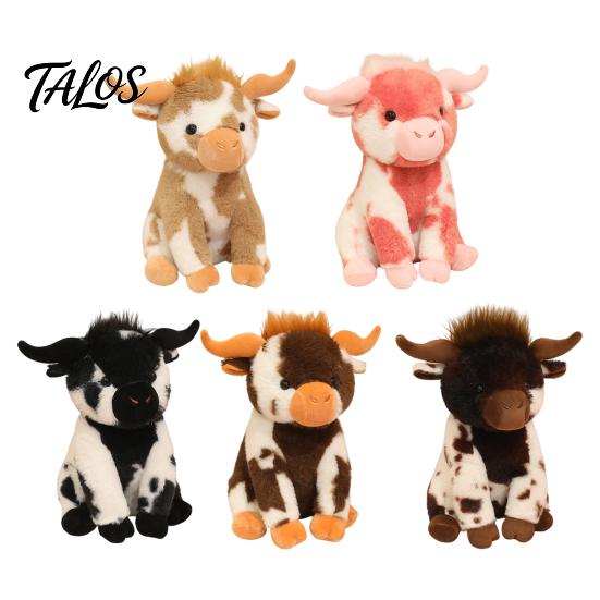 Comfort Companion Doll Highland Cow Stuffed Animal Toy, Soft Plush Scottish Cattle Doll, Cute Sitting Calf Decor Farm Present for Adults Kids