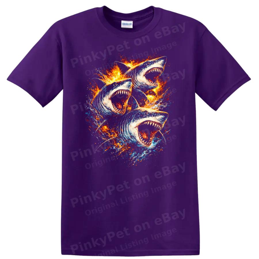 Shark Fire T Shirt Cool Graphic Tee for Ocean Lovers and Animal Enthusiasts