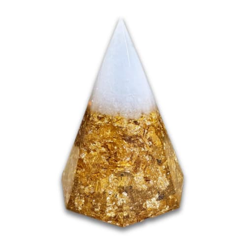 Crystal Salt Mound, No Need to Replace, Orgonite, Feng Shui Item, Rock Salt, Coarse Salt, Shinto and Buddhist Altar Supplies (Gold)