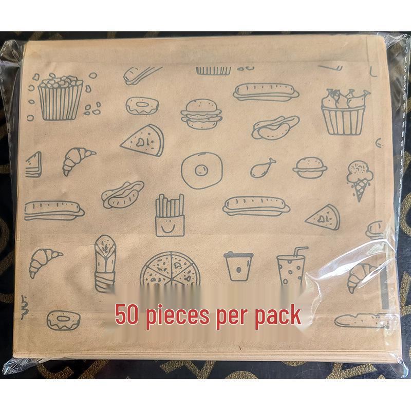 Oil-Proof Kraft Paper Snack Bag for Takeaway BBQ, Sesame Cakes, Pancakes, and Roujiamo