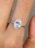 Anillo de Plata de Ley 925 Brillante Hermoso con Piedra Ovalada de Zircón de 1-8 Quilates para Mujeres Compromiso Boda Lujo Alta Calidad Joyería Fina