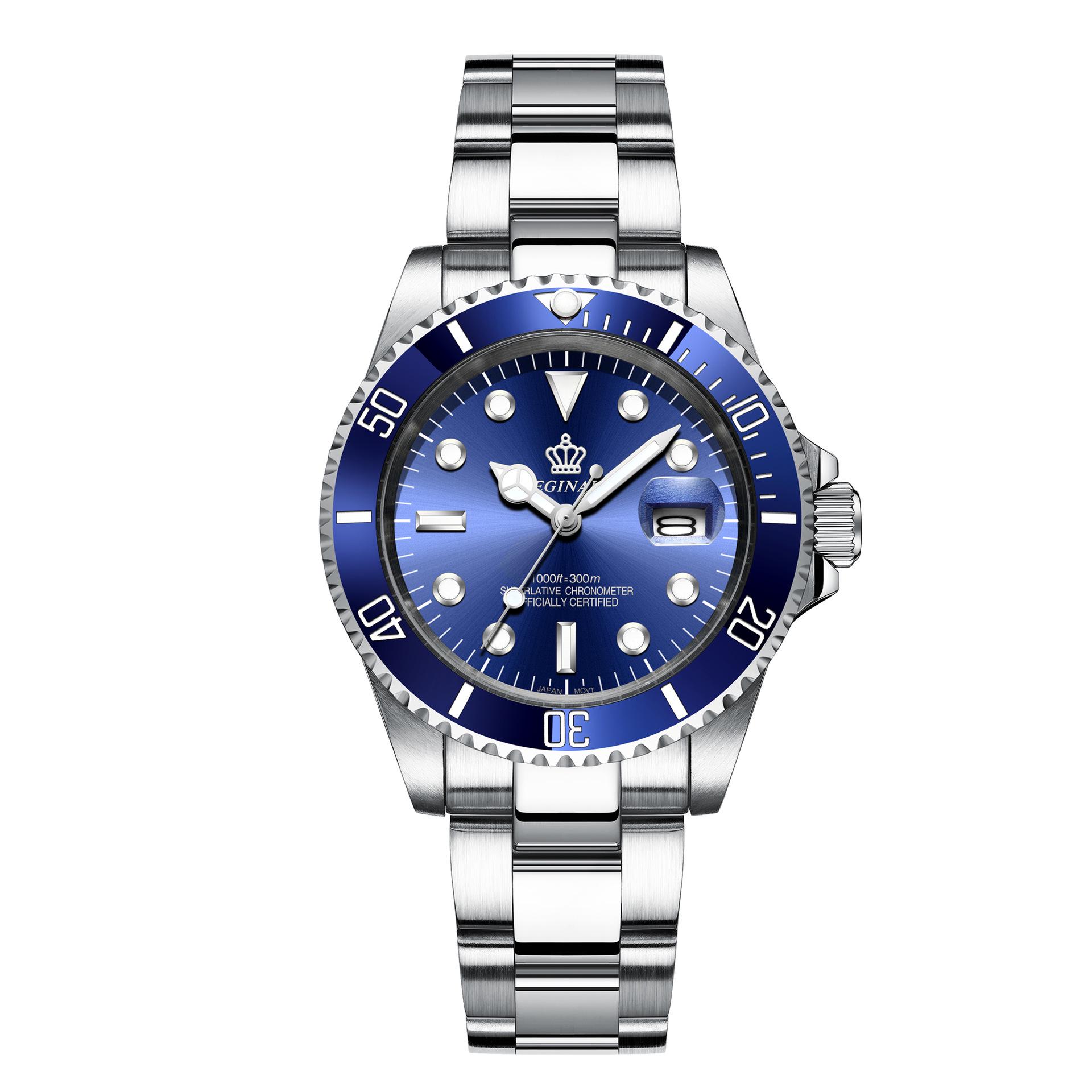 

Men s Green Submariner Quartz Sport Watch, Steel Band, Date Feature, Luminous, Waterproof, Student, Rotating Bezel. 40mm