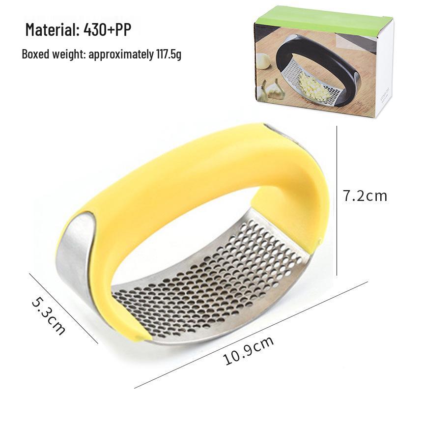 Stainless Steel Garlic Press & Peeler - Manual Ring-shaped Masher & Mincer Tool for Kitchen Use
