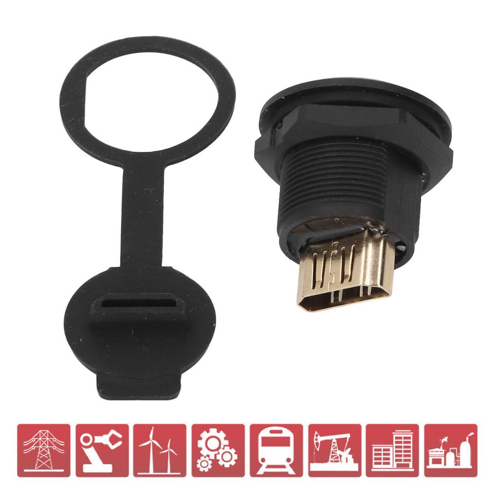 EP Panel Mount Coupler Water Proof Industrial EP HD Multimedia Interface Panel Mount Pass Through Connector with Dust Cover 1.5-30VAC 0.5-3A