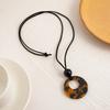 Leopard Print Jewelry on the Neck Aesthetic Necklaces Ins Style Women's Stainless Steel Necklace Wholesale Round Acrylic Pendant