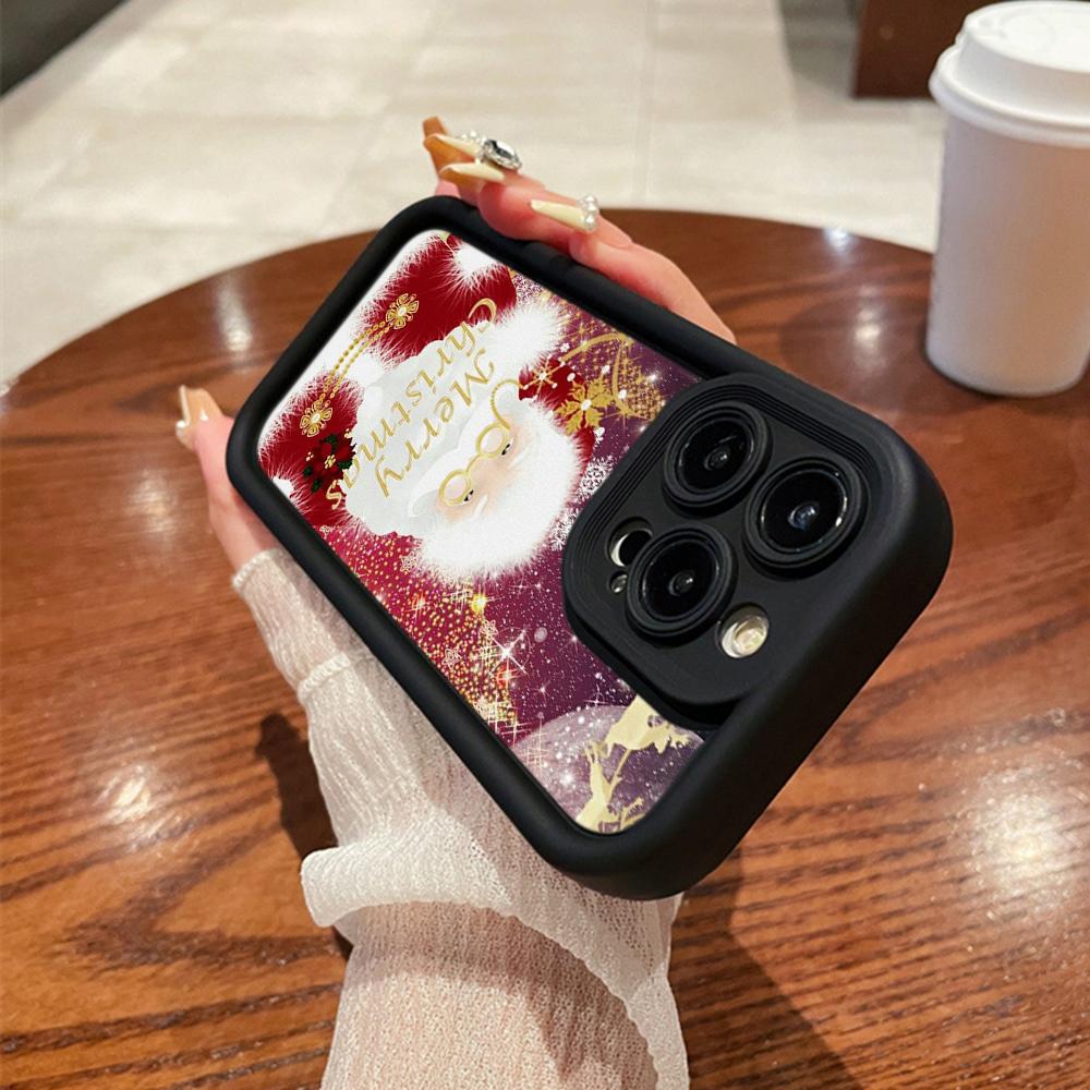 N105 Christmas Happy New Year Art Soft Angel Eyes Phone Cases for iPhone 16 15 14 13 11 Pro Max 8 7 6s Plus 12 Mini XR XS Max SE Shockproof Cover