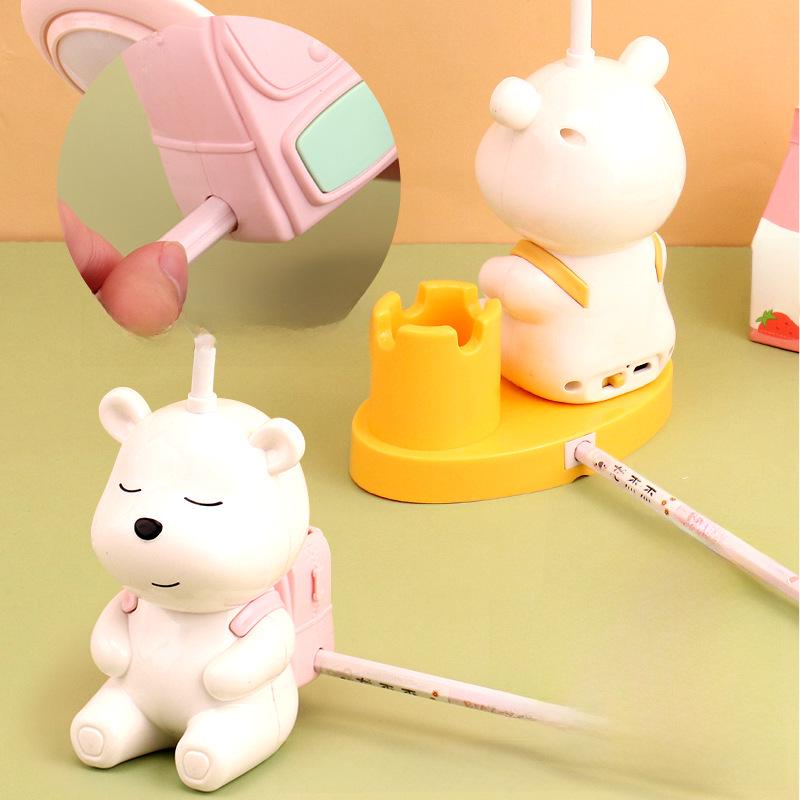 Bear Cartoon Study Lamp: Creative USB-Charged Night Light for Children's Bedroom or Bedside
