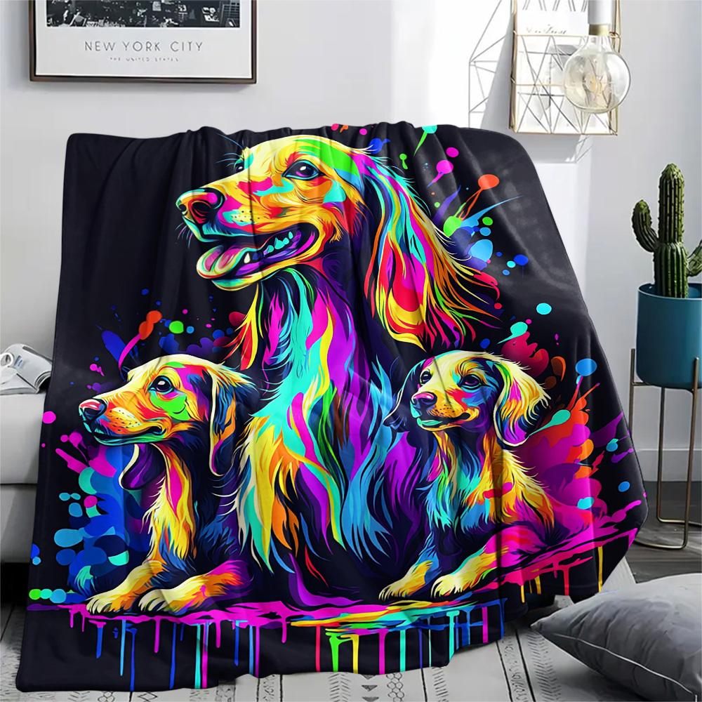 Flaneldecke mit Hundemuster, Hohe Qualität, Bequem für alle Jahreszeiten, Heimdekoration, Wärme und Komfort, Perfekt für Weihnachtsgeschenke