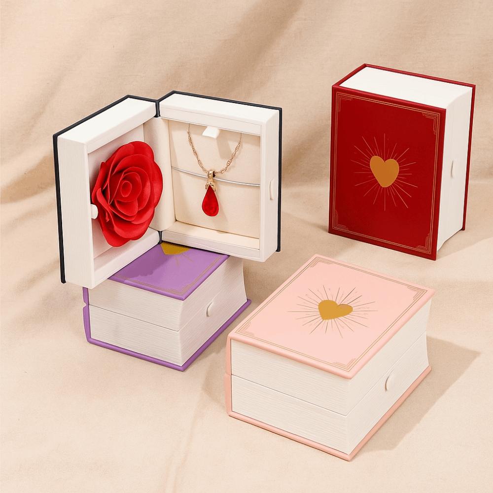Romantic Book Shape Ring Box Jewelry Packaging Ring Gift Box Creative Gifts Package Box  Earrings