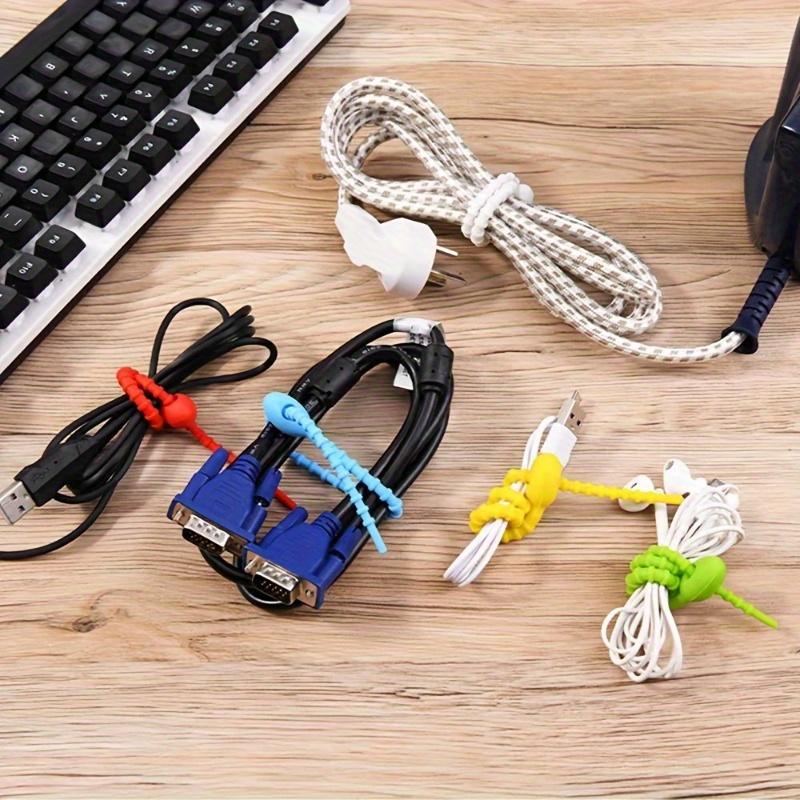 80Pcs Twistable and Multifunctional Cable Wire Organizer 80Pcs Silicone Cord Management Ties for Earphone Lines