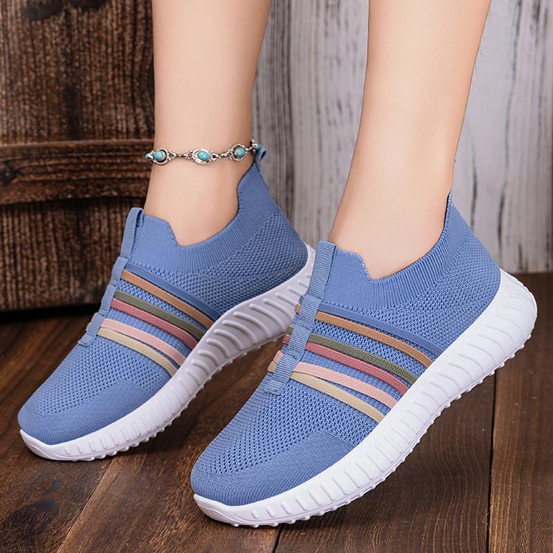 New Fashion Women Sneakers Mesh Breathable Sports Shoes Slip on Flat Anti-slip Woman Walking Shoes Casual Sneakers