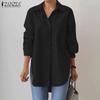 ZANZEA Women Turn Down Collar Loose Casual Long Sleeve Button Blouse
