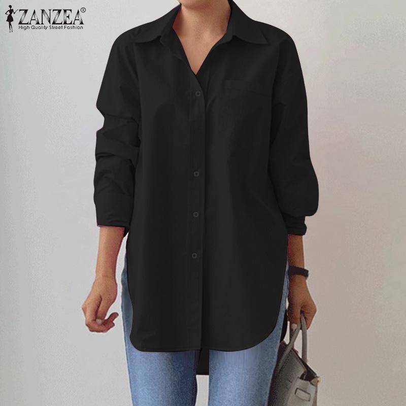 ZANZEA Women Turn Down Collar Loose Casual Long Sleeve Button Blouse