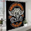 Route 66 Motorcycle Shower Curtain Retro American Highway Design With Chrome Bike And Wings Shower Curtain With Hook