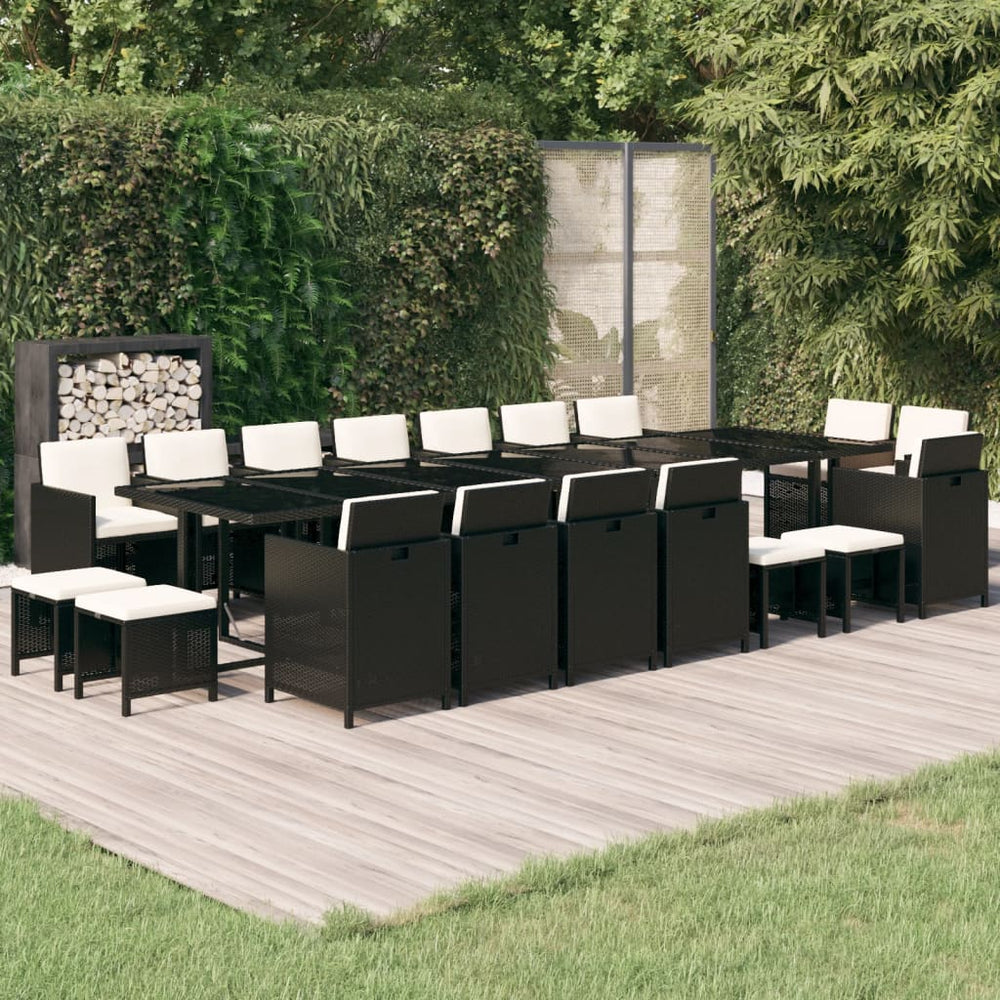 Ensemble à manger de jardin coussins 19 pcs Résine tressée