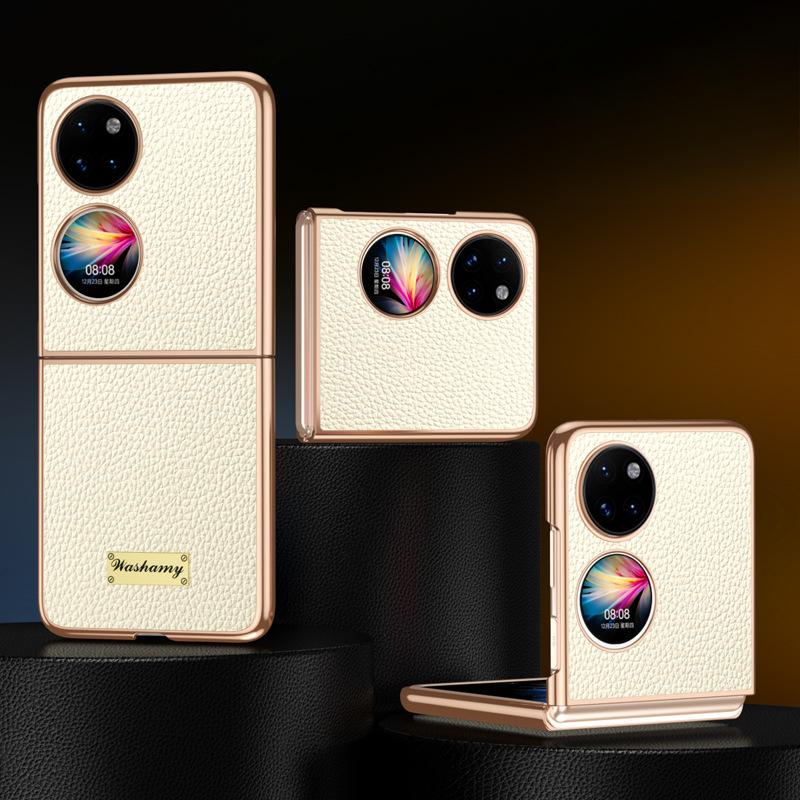 Huawei Pocket2 Phone Case All-inclusive Anti-drop P50 Foldable Screen Electroplated Leather Case for Business Use