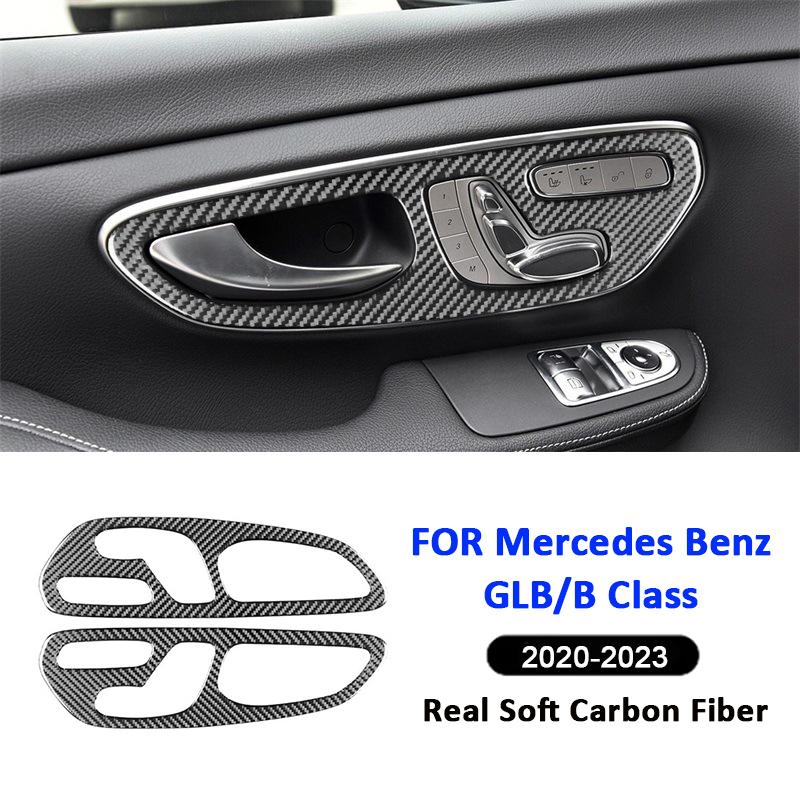 Carbon Fiber Car Seat Adjusting Control Switch Panel Pull Handle Cover Decoration Sticker For Mercedes Benz V Class 2015-