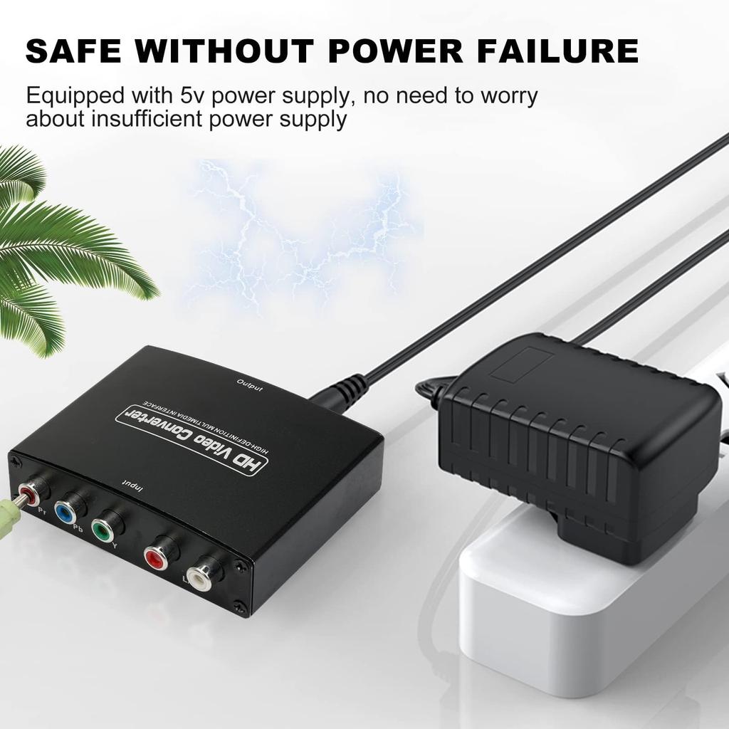 SAIZHUO Component YPbPr To HDMI Converter Kit RGB To HDMI Adapter with HDMI and Component Cables for 1080 HDTV - (Black)