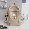 School Bag Simple School Bag for Women, Ins, Solid Color, Large Capacity, Student Campus Backpack, Soft Girl Casual Travel Storage Backpack