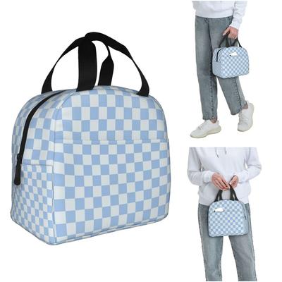 Checkerboard Mini Check Pattern Insulated Lunch Bag for Women Kids Portable Food Boxes Thermal Lunch Box Tote
