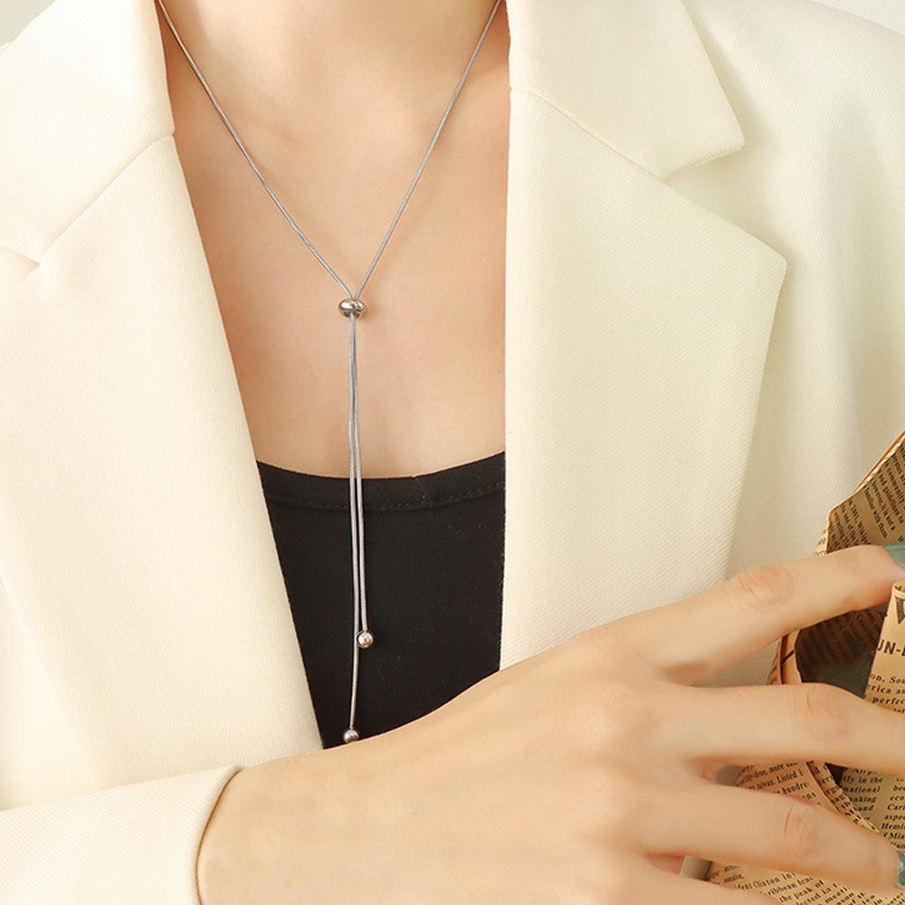 eManco Personalized Snake Chain Adjustable Y Necklace Clavicle Pendant Stainless Steel Necklace Women's Holiday Gift