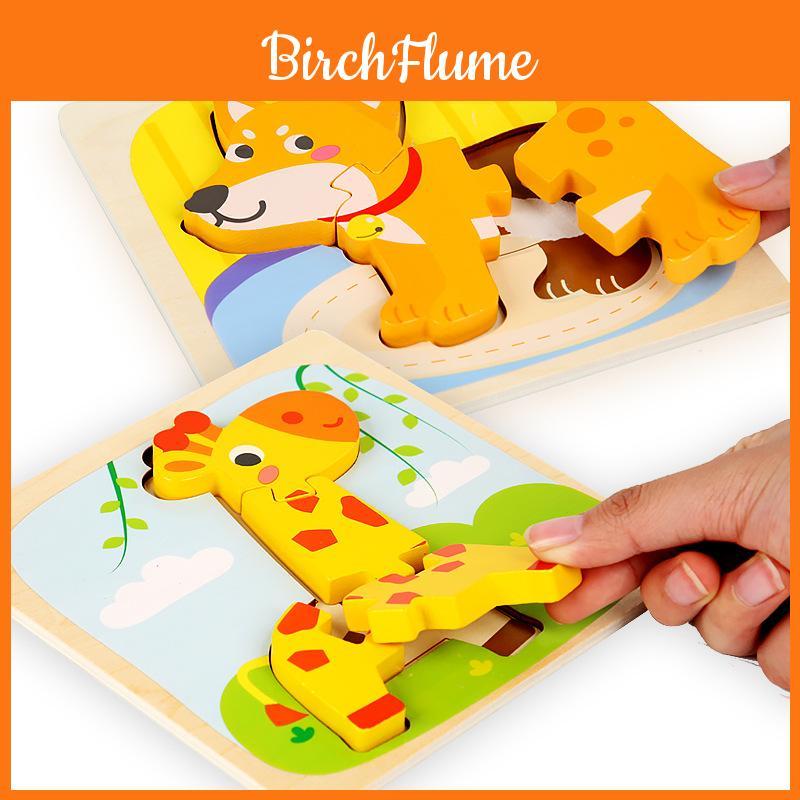 Wooden Toddler 3d Puzzle With Animal Matching And Interlocking Blocks For Early Education