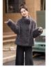 Women's Wool Fur-Trim Coat - Autumn/Winter, Casual Loose Fit, Stand-Up Collar, Single-Breasted (HE8835)