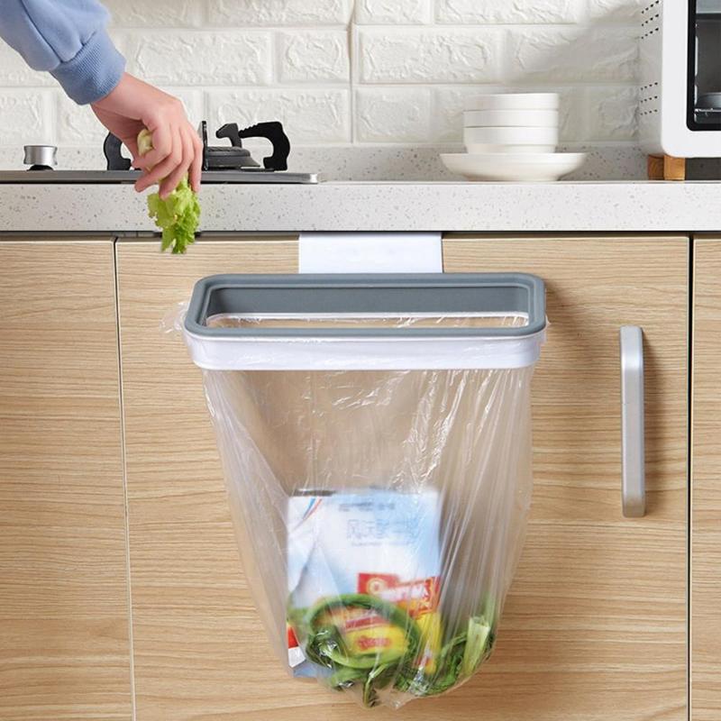 1 X Uchwyt na worek na śmieci, przenośny plastikowy organizer na worek na śmieci z pokrywką, wiszący uchwyt na worek na śmieci, wieszak na drzwi szafki