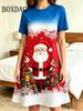 Christmas Santa Claus 3D Printed Dresses For Women Party Short Sleeve Dress Casual Streetwear Loose A-Line Dress Female Clothing