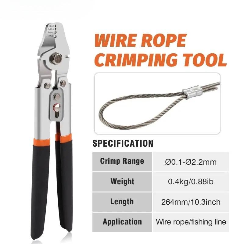 Wire Rope Crimping Tool - Swager and Crimper for Fishing Lines and Aluminum Crimping Loop Sleeves up to 2.2mm Pliers