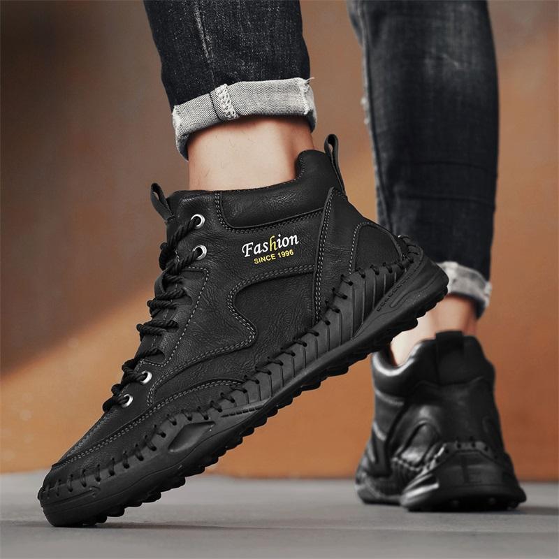 38-47 Übergröße Herrenschuhe Handgenähtes Leder Herrenstiefel Spaltleder Freizeitlederschuhe Herren Stiefeletten