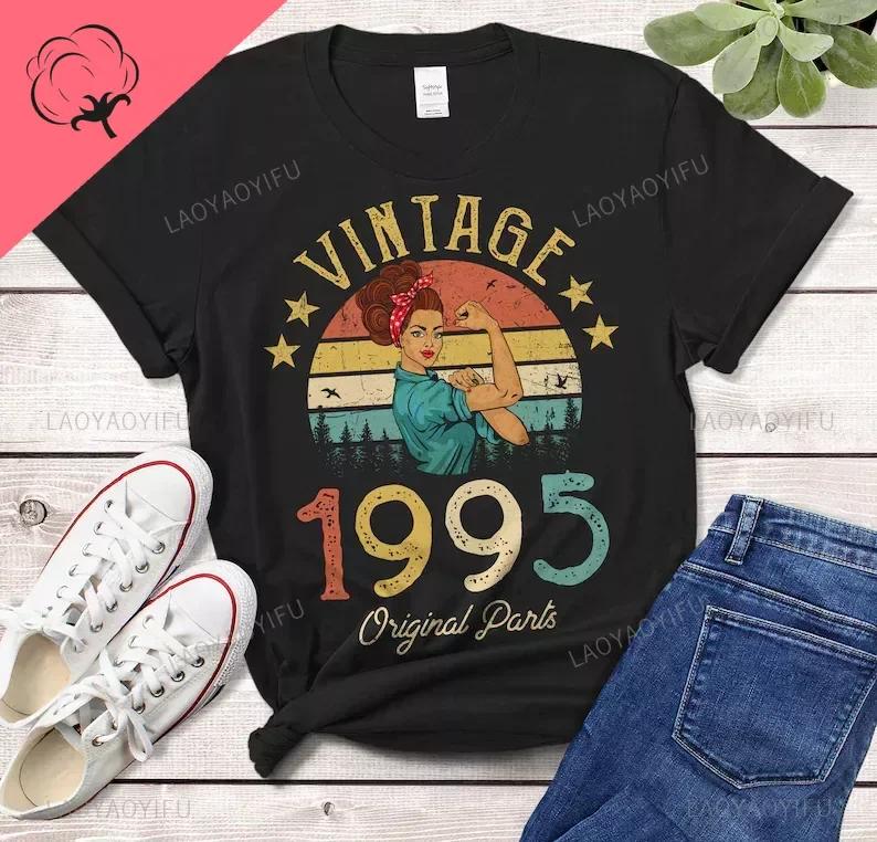 

1995 Cotton TShirt Made in 1995 29th Birthday Years Old Gift for Girl Wife Mom Trending Shortsleev Female Clothing Unisex S
