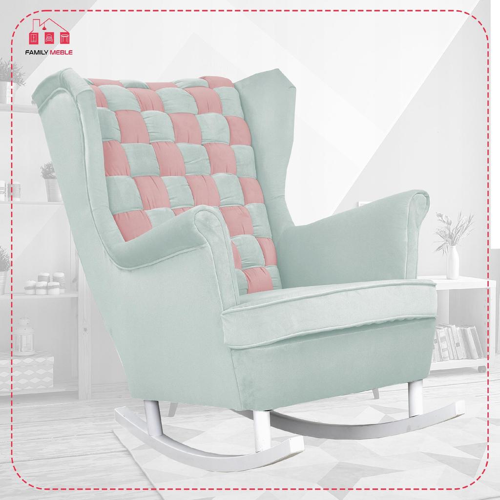Rocking Chair Carol Duo Family Furniture Pink Blue Checkerboard Velvet