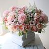 Artificial Flowers Bunch Realistic Faux Silk Flowers Long-Lasting Hydrangea Rose Fake Flowers