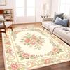 Retro Countryside Flower Area Rug Soft Non Slip Washable Floor Carpet for Living Room Bedroom Study Home Decor