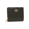 Coach Snap Wallet 11 Solid Color Gold Horse and Carriage Logo Pebbled Leather Card Holder Wallet Women's Black