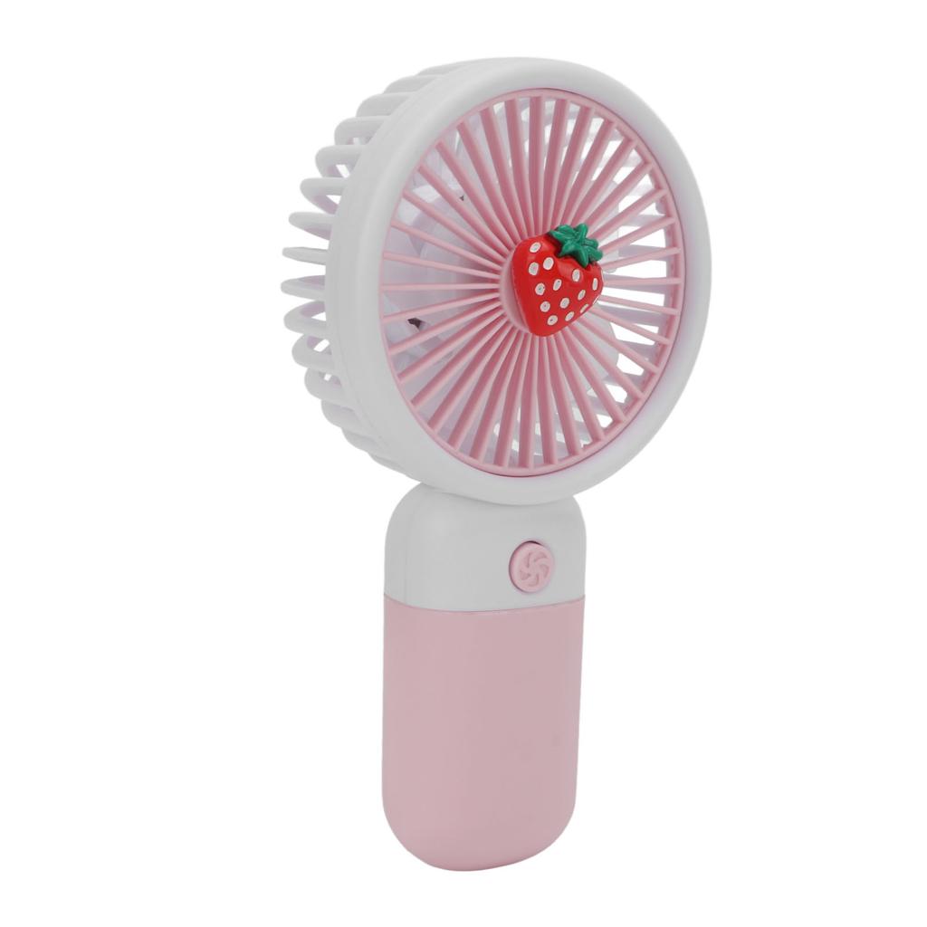 Handheld Fan Cartoon Strawberry Look USB Charging Portable Rechargeable Fan Portable with Lanyard for Wowen for Travel