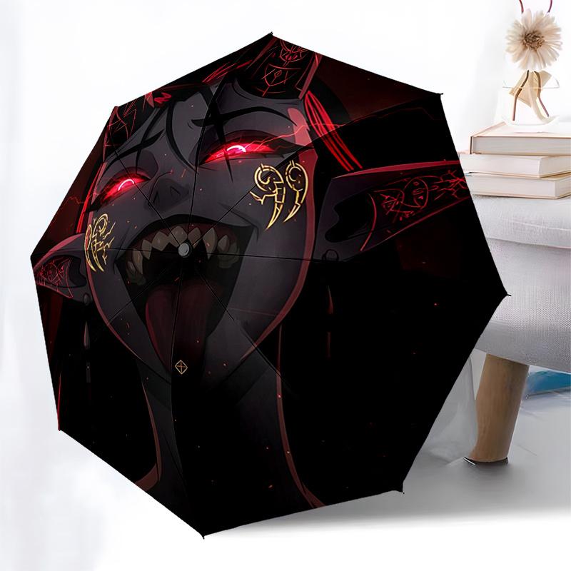dark Automagic Open Rain Umbrella with 3 Fold Design and Iron Frame Perfect for Fans,Travelers,and Daily Use0141b