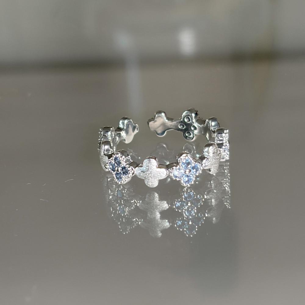Four-leaf Clover Zircon Ring - Premium Open Band Ring for Women