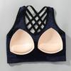 Women Wireless Cross Back Sports Bra Solid Strappy High-Impact Shockproof Running and Fitness Bra