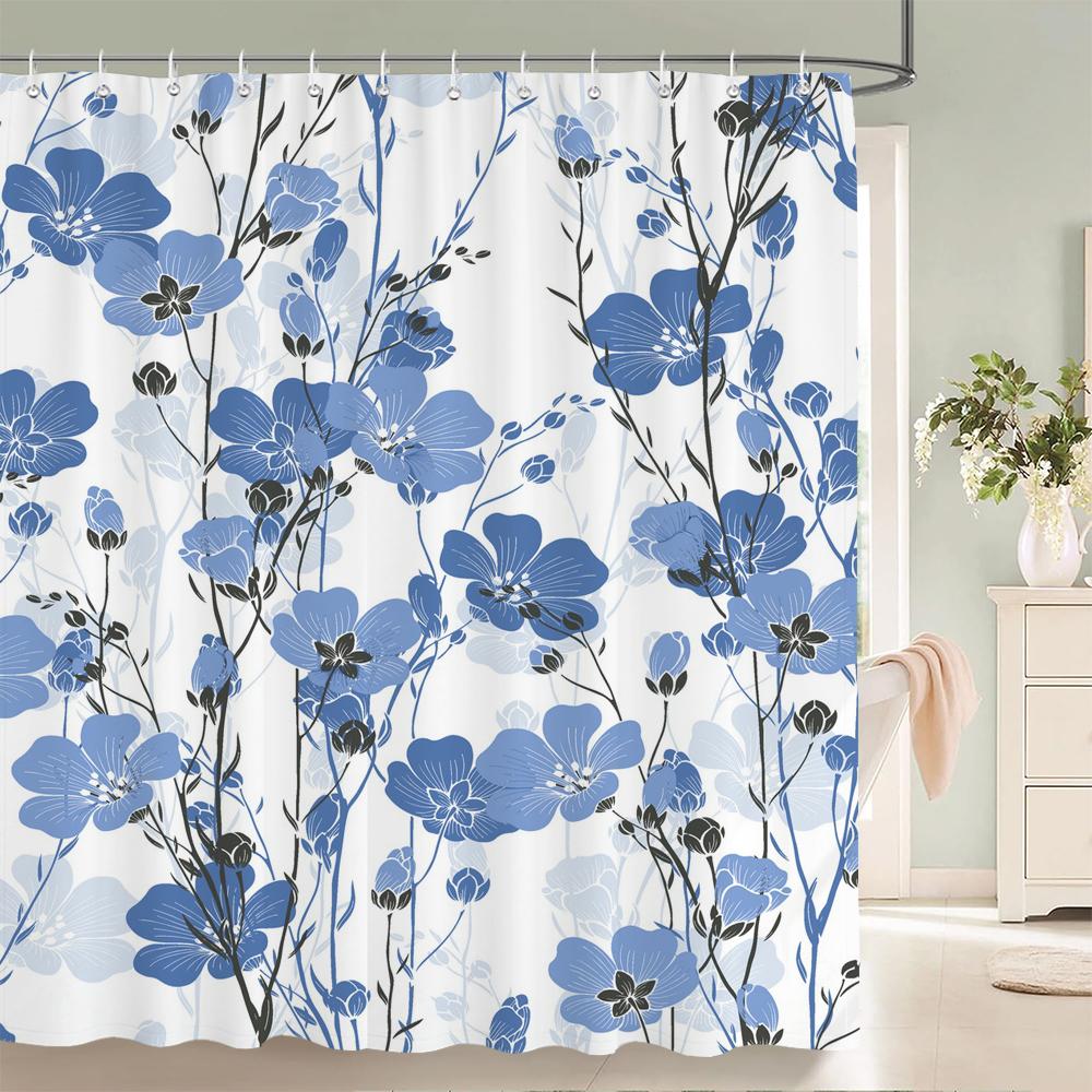 Flowers Bathroom Curtain With Hooks 3d Shower Curtains  Waterproof Print 180x240cm Polyester Cloth Bath Home Decoration Screen