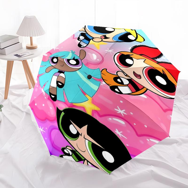 1pc Powerpuff Umbrella, Sun Protection, And UV Shielding. It Has Eight Sturdy Ribs for Outdoor Use And Perfect As a Holiday Gift