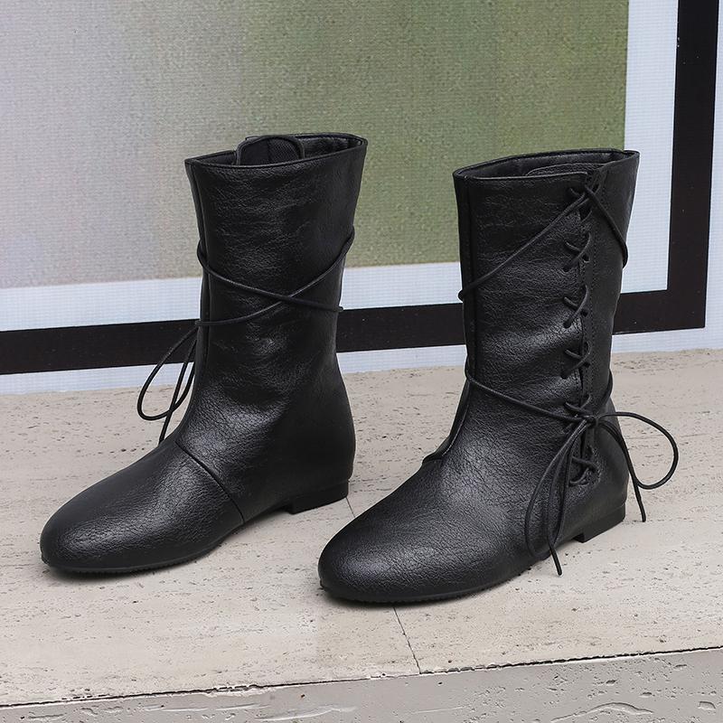 Women's Flat-bottomed Short Boots Autumn and Winter New Comfortable Large-size Casual Short Boots