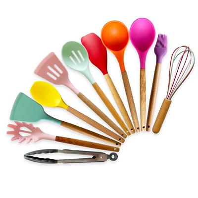 12pc kolorowe przybory kuchenne narzędzia kuchenne kuchnia zestaw naczyń silikonowych nieprzywierająca łopatka kadzi trzepaczki do jaj narzędzie gadżet akcesoria beczki do przechowywania