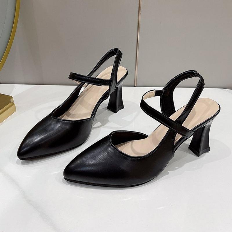 New Style Women's Shoes Pointed-toe Closed-toe One-strap Mom's Sandals and High Heels