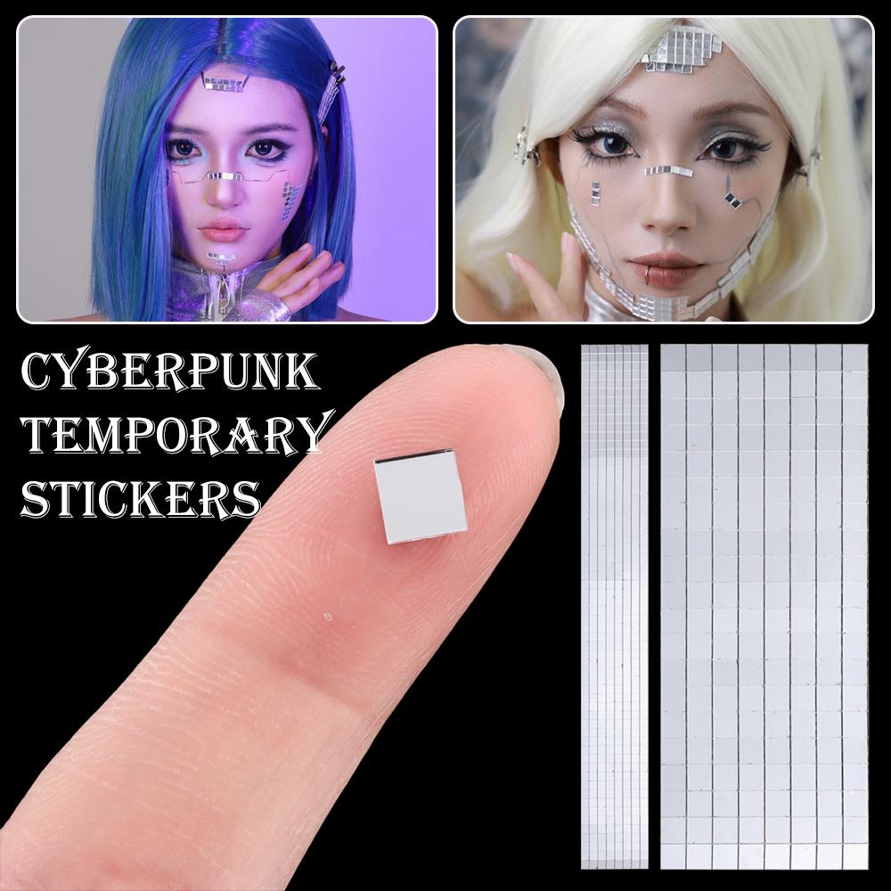 Hot Silver Temporary Stickers Glitter Techwear AI Future DIY Makeup Sticker Waterproof Face Stickers Cosplay Accessories