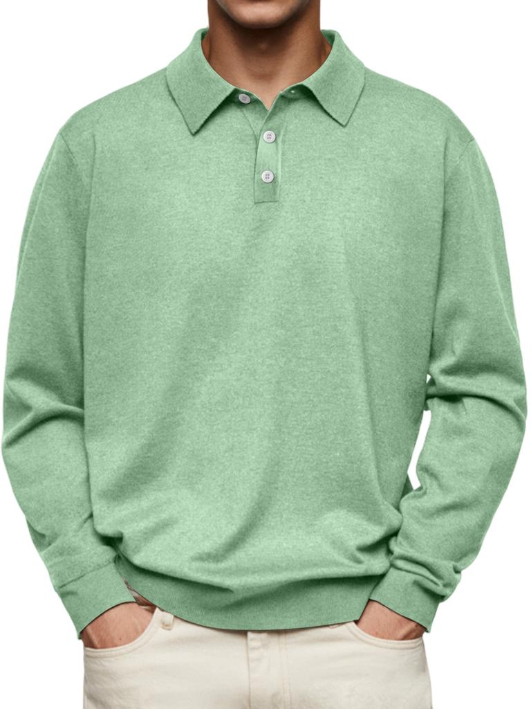 Men's Solid Color Single-breasted Loose Plus Size Polo Shirt Business Casual Pullover Top
