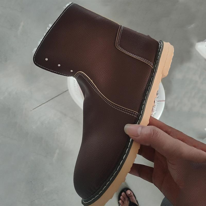 

Зимние женские сапоги 2025 года, модная женская обувь, теплая меховая женская обувь, повседневные длинные сапоги, мягкие высокие зимние сапоги для женщин 35 темно-коричневого