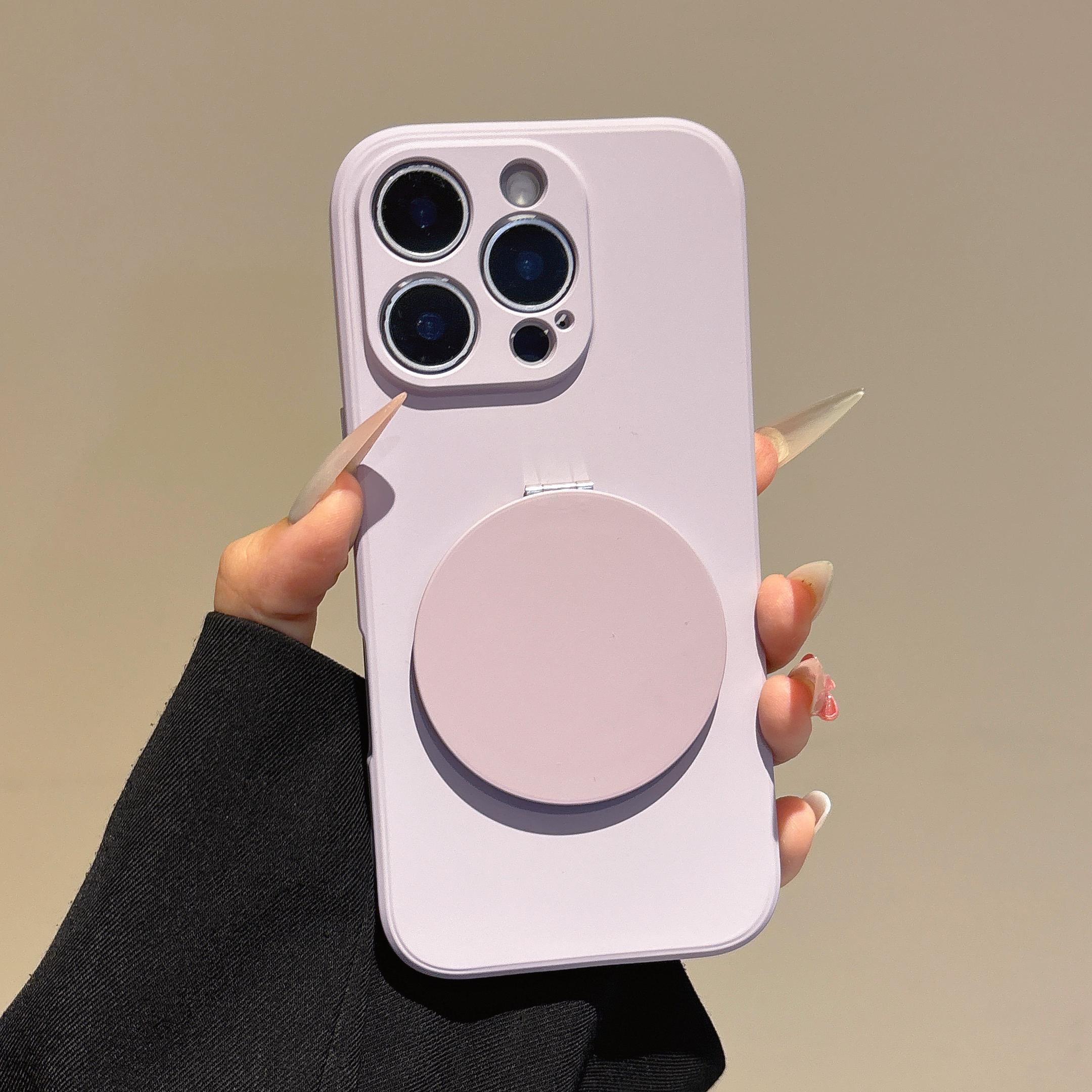 

Чехол для iPhone 16 Pro Max с прямой кромкой, защитный, из ТПУ+ПК, чехол для телефона с зеркальной подставкой Light Purple